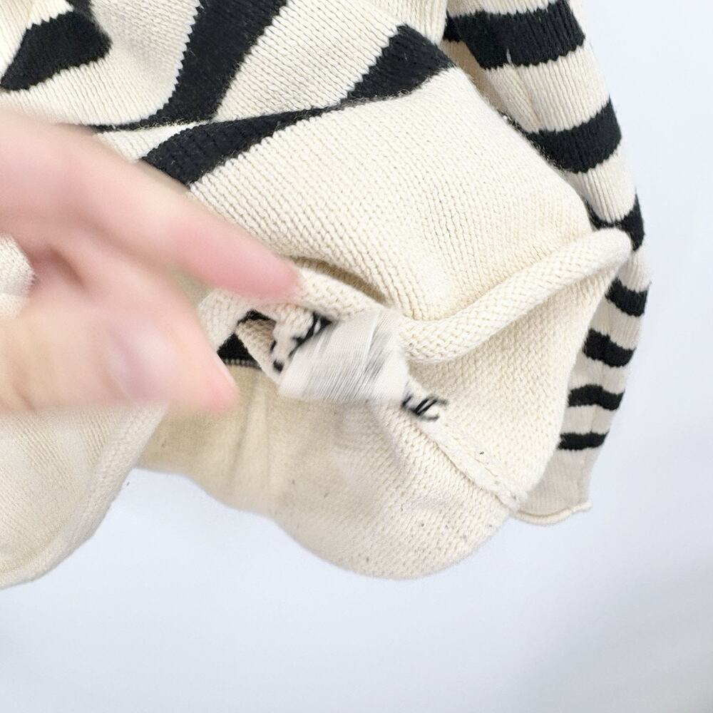 Marled Roll Hem Sweater Womens Medium Stripe Nautical Classic Preppy Fisherman - Picture 6 of 7